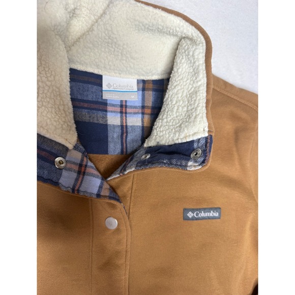 Columbia Women's Hart Mountain Shacket Lined Fleece Camel Plaid Medium - Picture 3 of 9